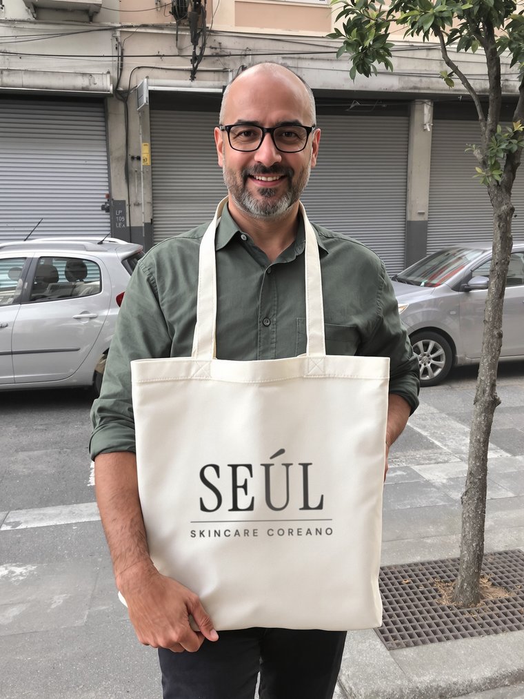 Nicolás con la bolsa de Seúl