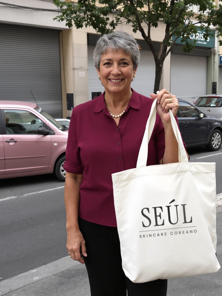 Verónica con la bolsa de Seúl